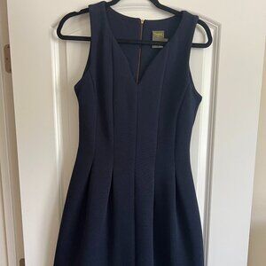 Taylor Navy Blue Pleated Dress